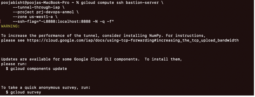 Tunnel to the bastion host using IAP